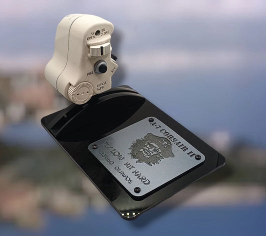 Left side of A-7 throttle replica showing realistic military controls.