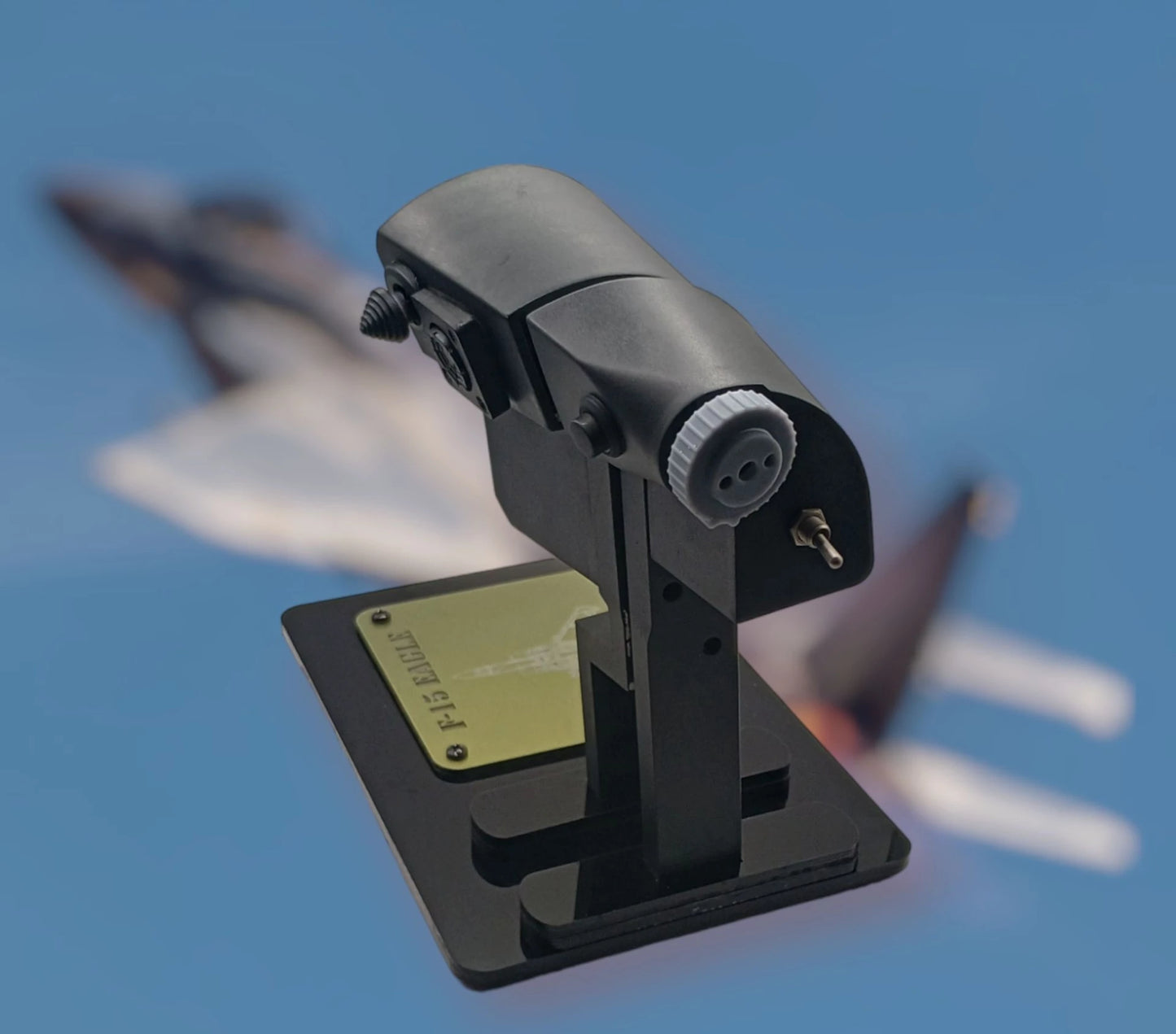Left side of full-scale F-15 throttle replica showing power control detail.