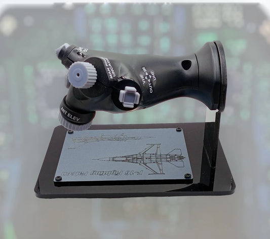 Rear view of 1:1 scale F-16 throttle replica grip.