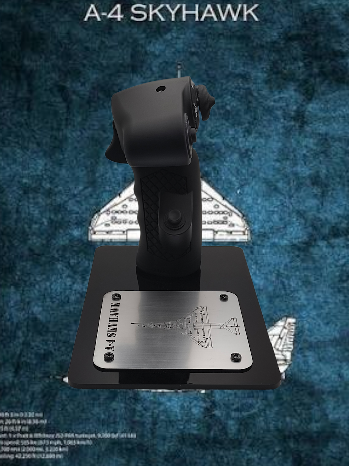Joystick with 'A-4 Skyhawk' branding on a textured blue background