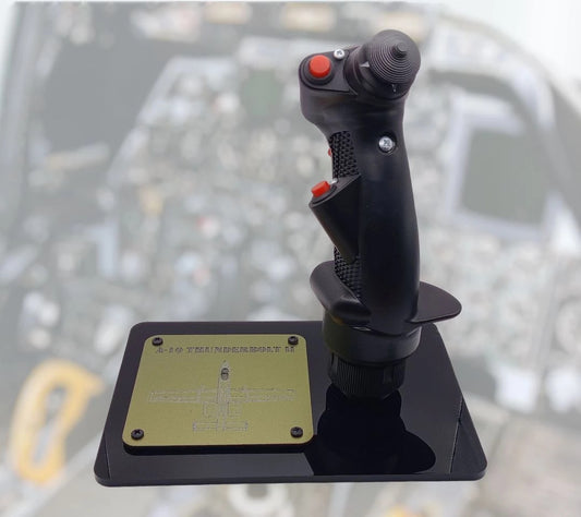 Front view of A-10A stick replica with switches and Warthog detailing