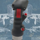 Black and red spray gun with blueprint of an airplane in the background