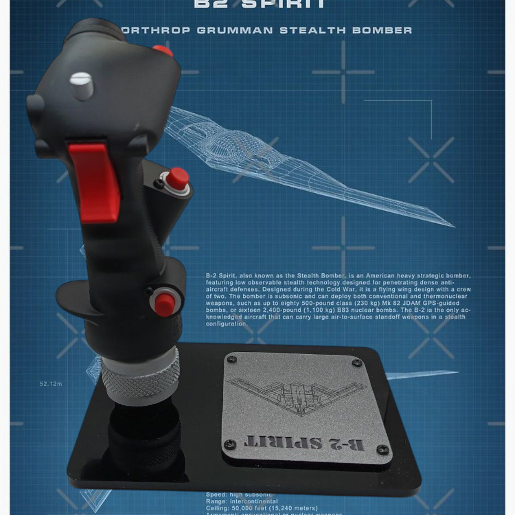 Rear view of B-2 Spirit replica grip with dark base.
