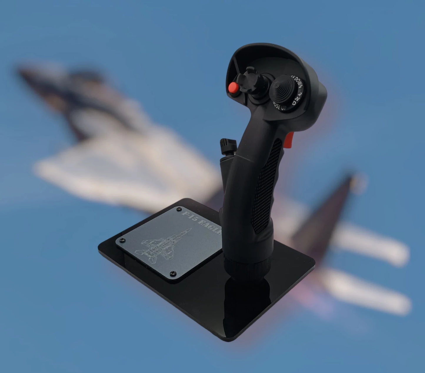 Right view of F-15 Eagle stick replica grip with authentic layout