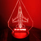 F-16 Fighting Falcon LED light glowing red with jet silhouette.