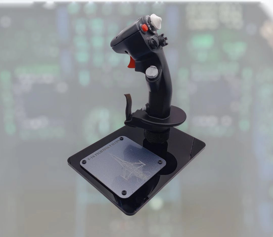 Left side of F-16 control stick replica for aviation collections.