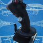 F-16 Fighting Falcon joystick on a blue background with aircraft blueprints