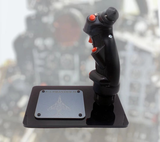 Front view of F-4 Phantom stick replica with functional control buttons.